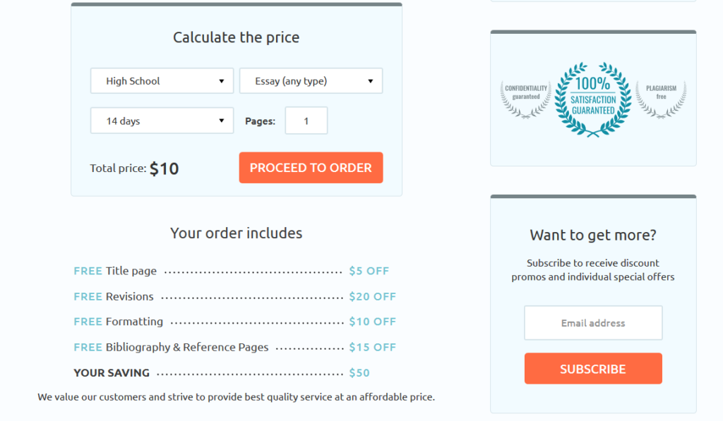 Domywriting Pricing